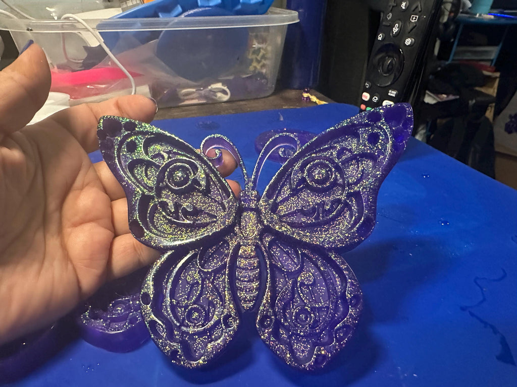 Resin Butterfly Wall Hanging | Boho Insect Shelf Decor