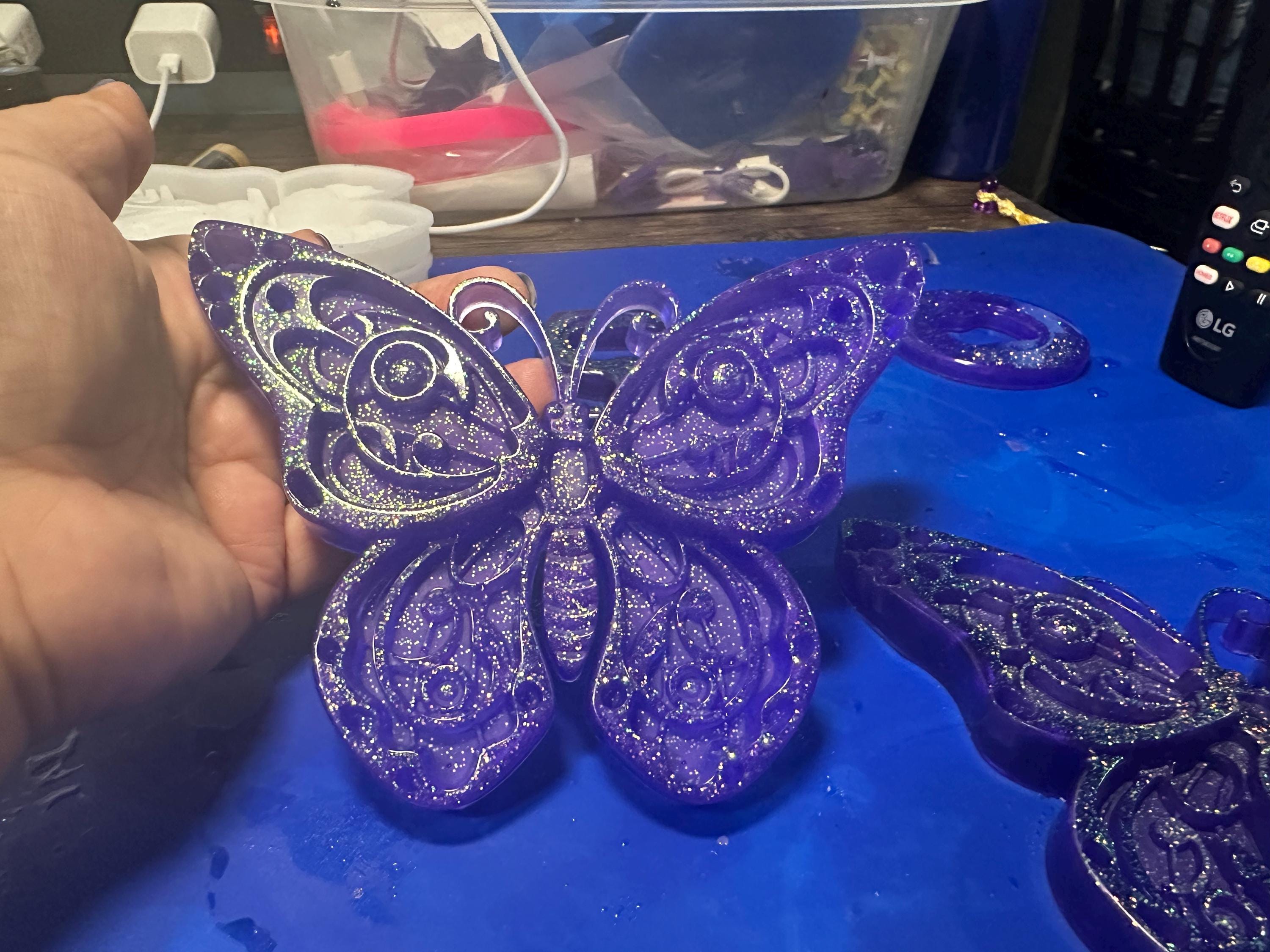 Resin Butterfly Wall Hanging | Boho Insect Shelf Decor